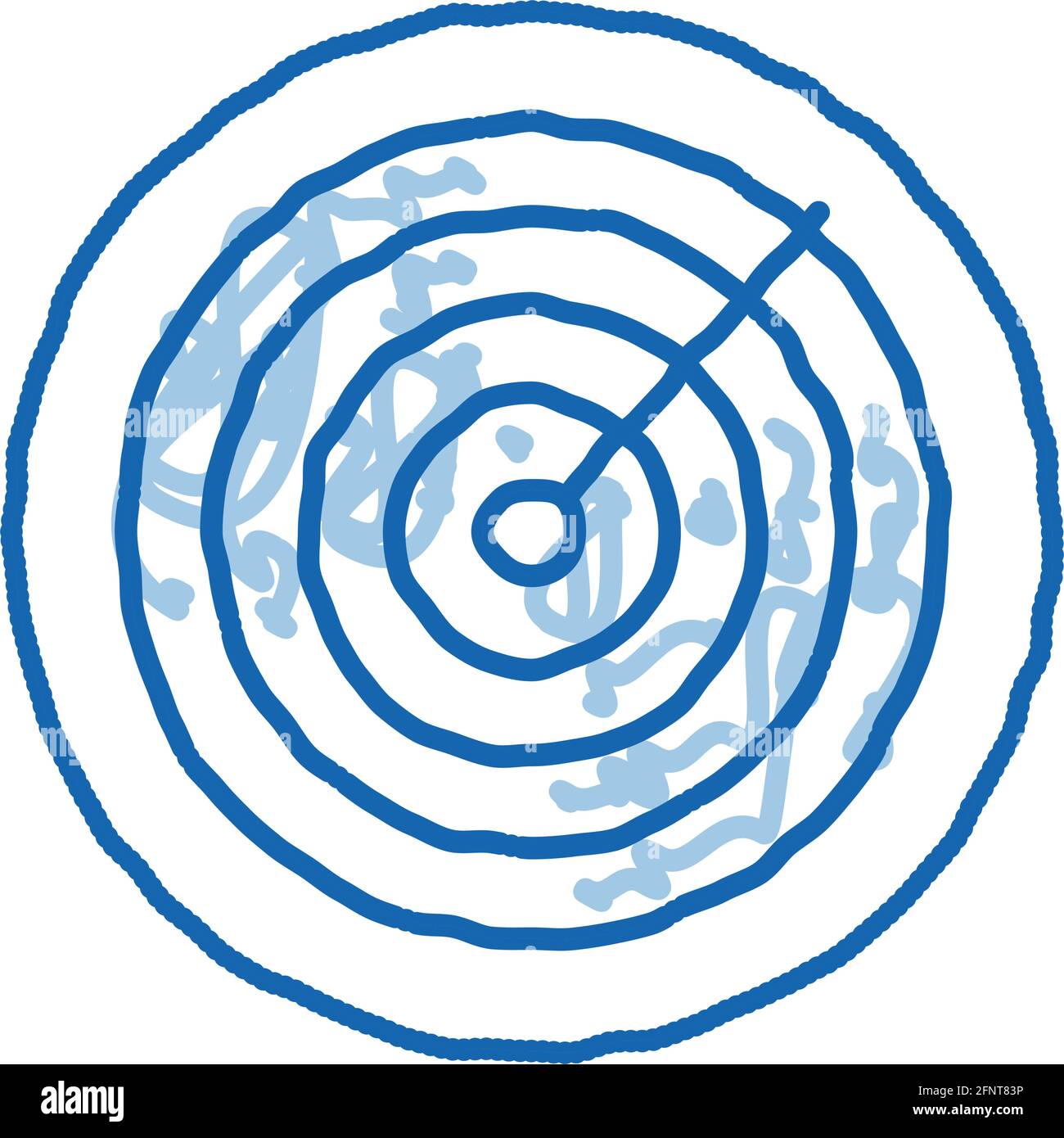 illustration dessinée à la main de l'icône d'affichage du radar de navigation aérienne Illustration de Vecteur