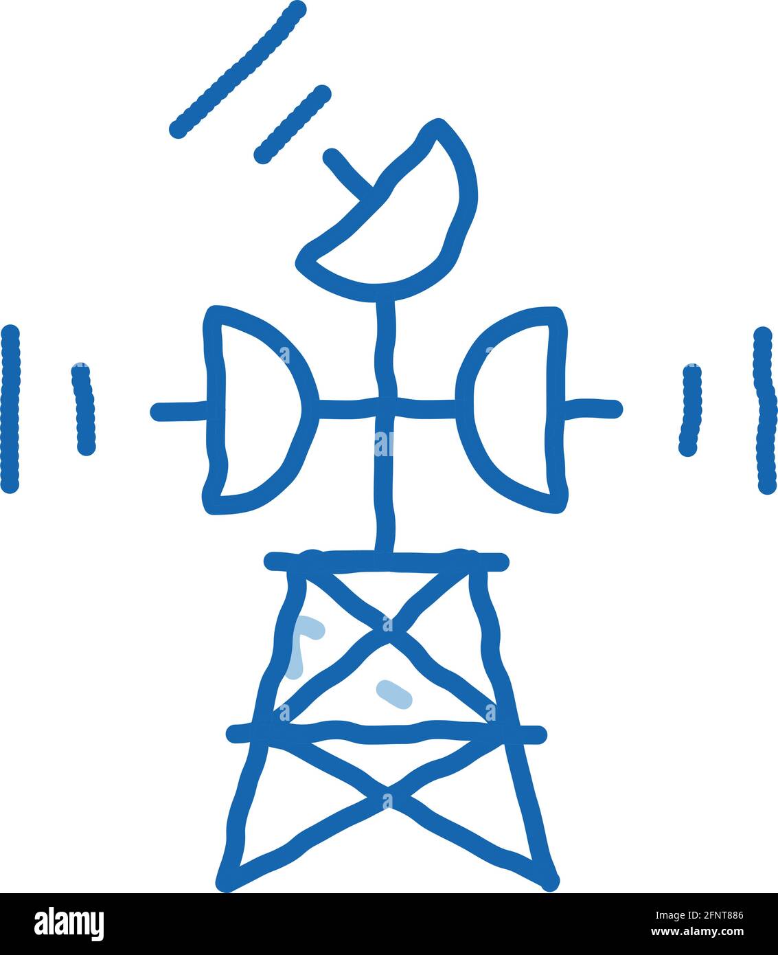 illustration dessinée à la main de l'icône de la tour du radar de navigation aérienne Illustration de Vecteur