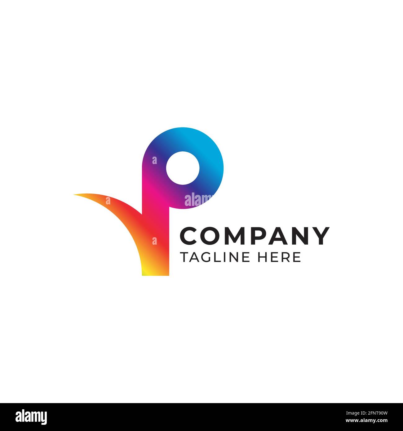 Futuriste et coloré lettre P Alphabet Music logo Design isolé sur fond blanc. Concept de logo initial et musical Note, Quaver, Eighth Notes. Illustration de Vecteur