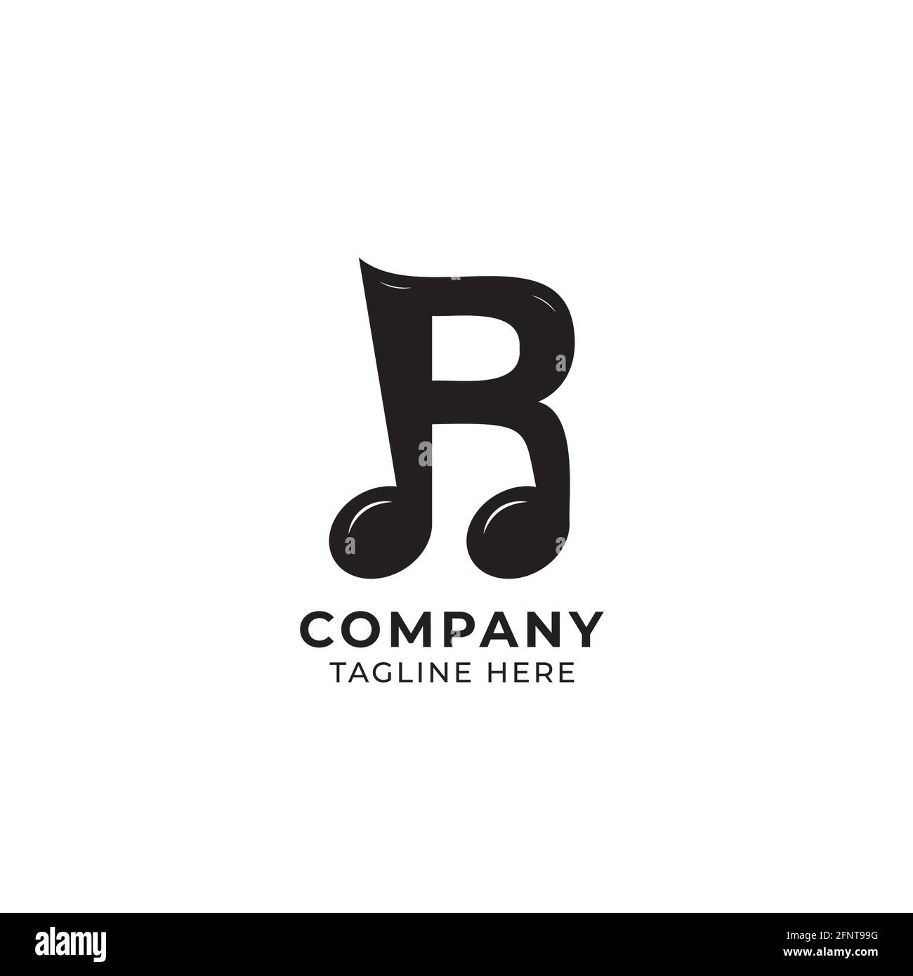 Lettre R Alphabet Music logo Design isolé sur fond blanc. Concept de logo initial et musical Note. Illustration de Vecteur