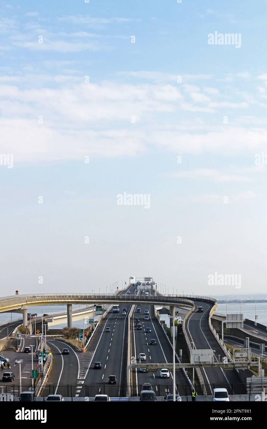 Les paysages du stationnement artificiel de l'île sont 'Umihotaru' sur le Route de traversée de la baie de Tokyo « Aqua Line » Banque D'Images