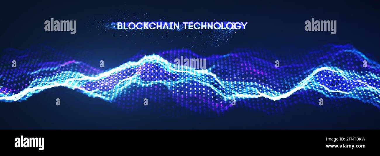 EPS 10. Blockchain technologie historique. Fintech Cryptocurrency chaîne bloc réseau et programmation concept. Segwit résumé. Illustration de Vecteur