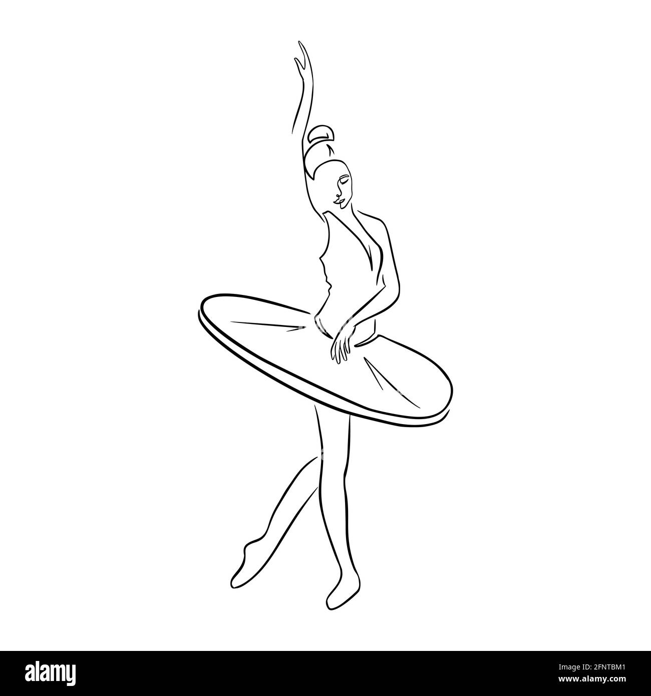 Dessin de ligne continue. Danseuse de ballet dessinée à la main dans une posture élégante illustration vectorielle isolée pour logo, modèle d'emblème, Web, imprimés Illustration de Vecteur