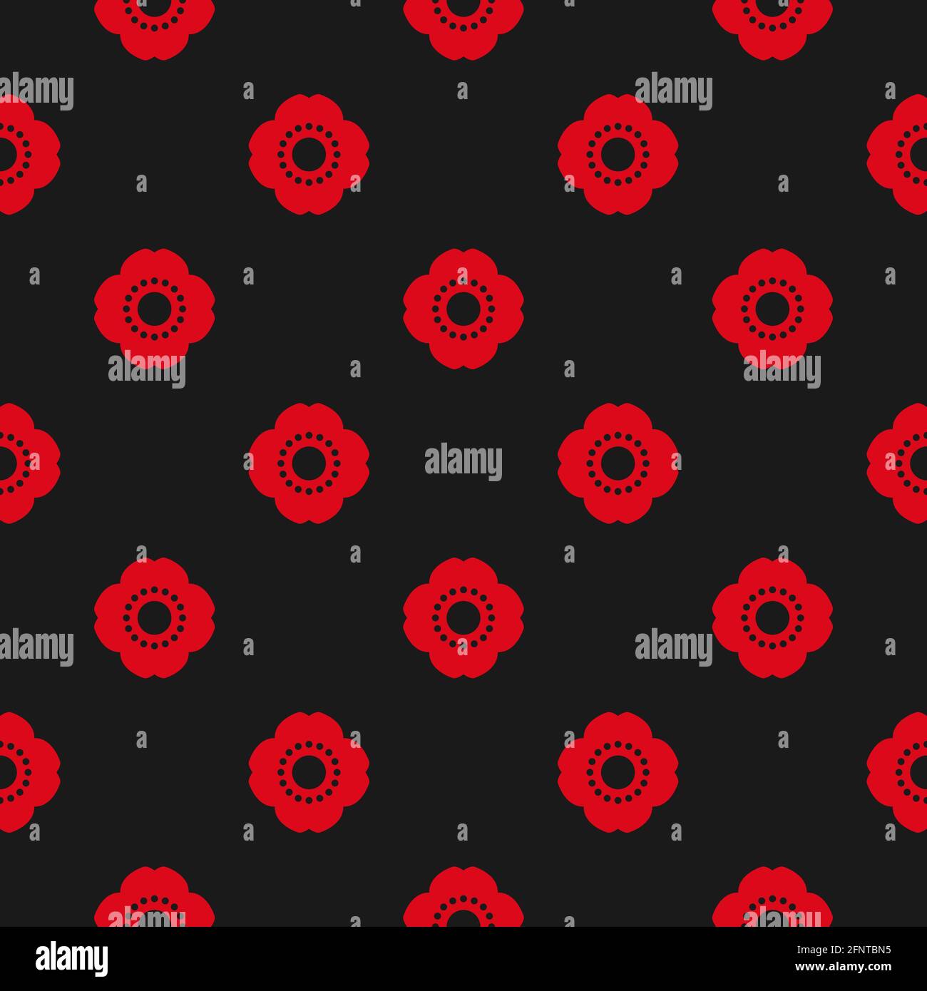 Motif sans couture avec fleurs de pavot rouges sur fond noir. Décoration fleur de scarlet sauvage. Imprimé en tissu vectoriel. Papier peint écologique, floral, naturel, amour. Illustration de Vecteur