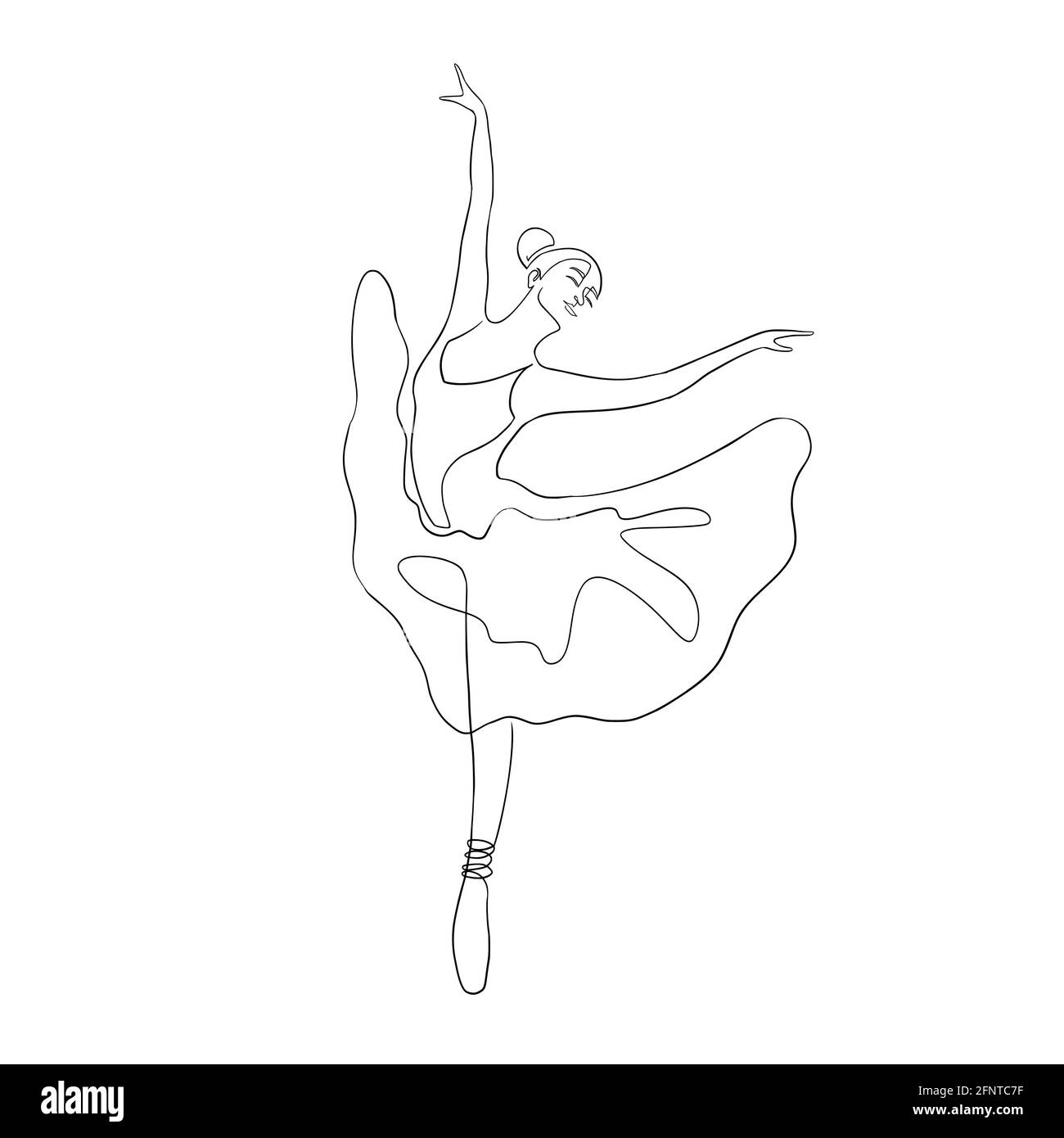 Une ligne danseuse de ballet dans la posture gracieuse pour le logo, modèle d'emblème, Web, imprimés Illustration de Vecteur
