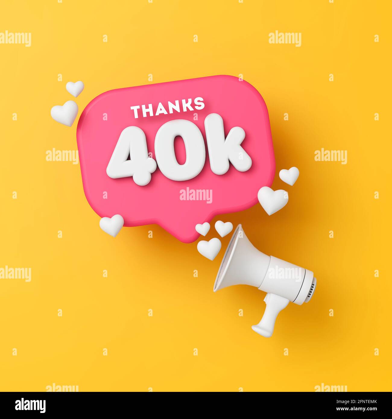 40 mille abonnés médias sociaux merci bannière. Rendu 3D Banque D'Images