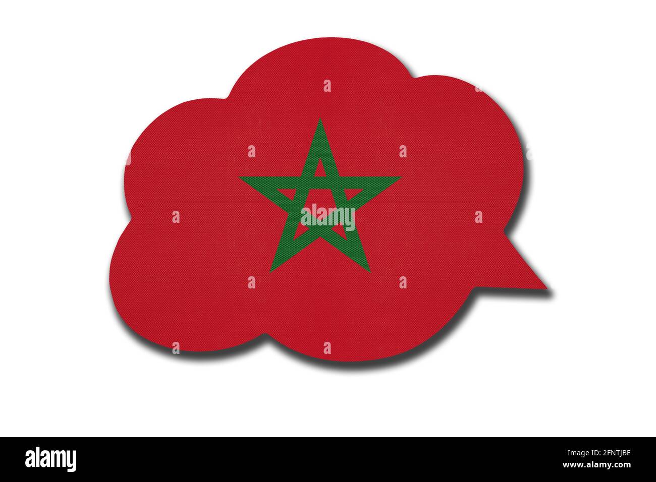 bulle de discours 3d avec drapeau national marocain isolé sur fond blanc. Parlez et apprenez la langue berbère. Symbole du pays marocain. Communauté mondiale Banque D'Images