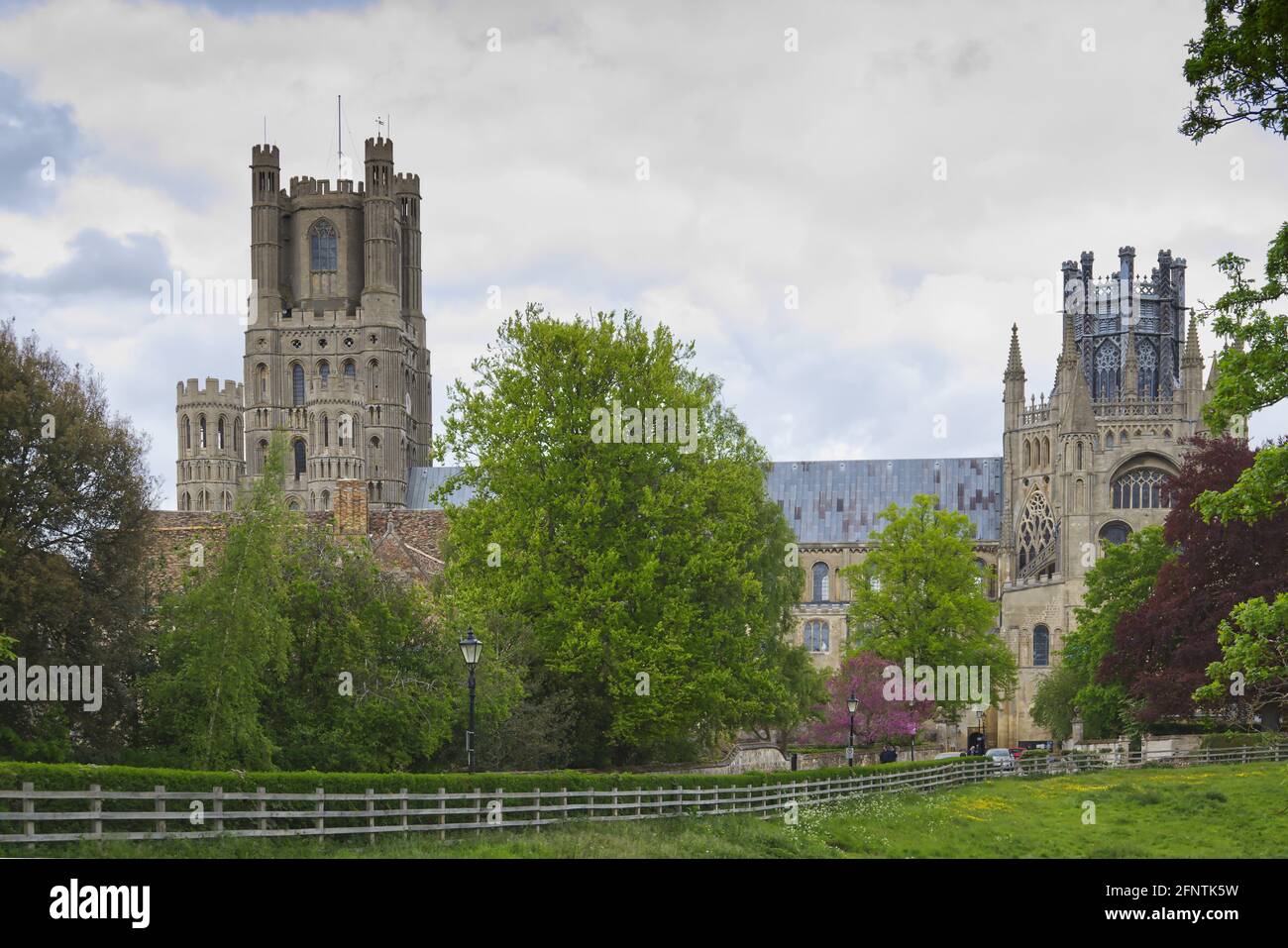 Vue depuis Cherry Hill Park of Ely Cathedral, Cambridgeshire, Angleterre, Royaume-Uni Banque D'Images