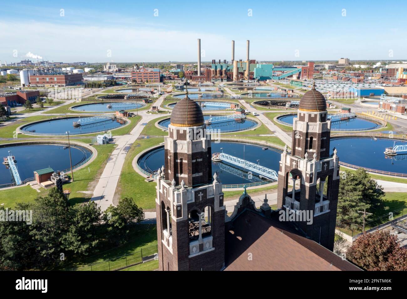 Detroit, Michigan - l'autorité de l'eau des Grands Lacs, l'usine de traitement des eaux qui sert de Detroit et à 76 autres collectivités dans le sud-est du Michigan. L Banque D'Images