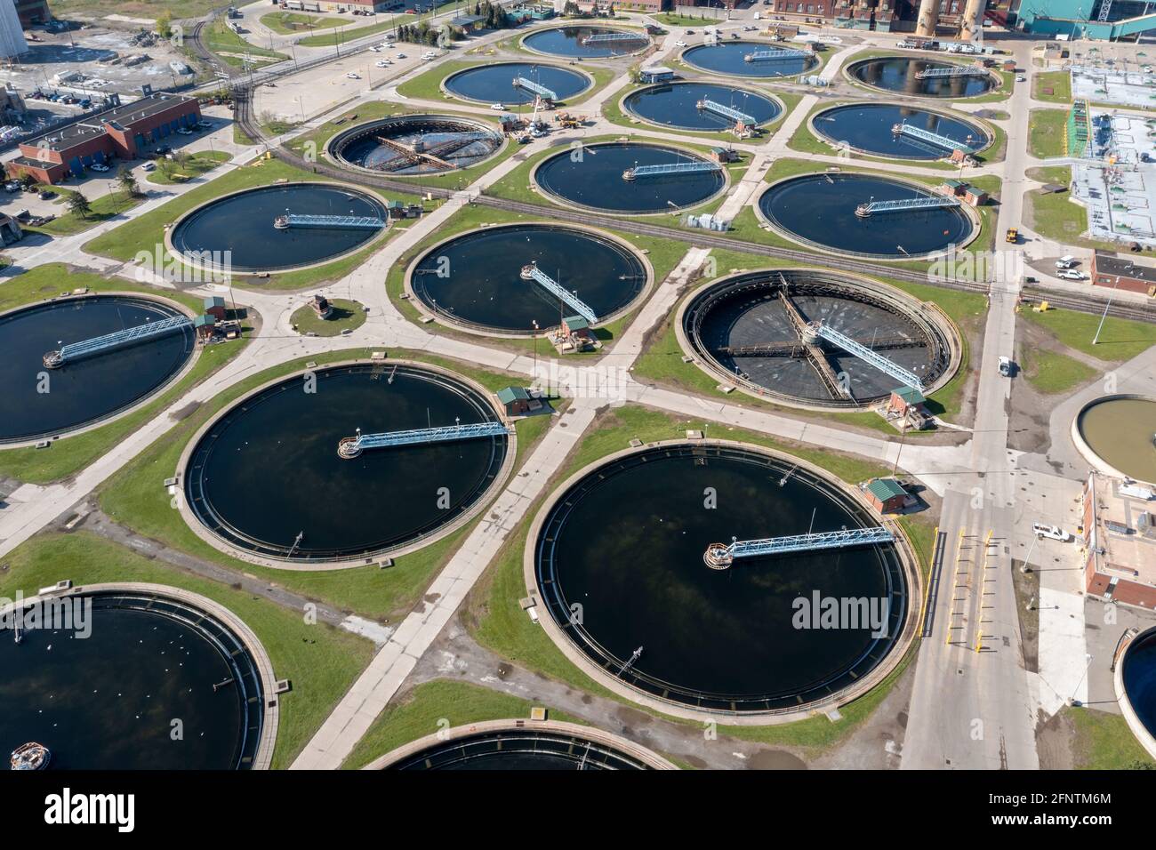 Detroit, Michigan - l'autorité de l'eau des Grands Lacs, l'usine de traitement des eaux qui sert de Detroit et à 76 autres collectivités dans le sud-est du Michigan. L Banque D'Images