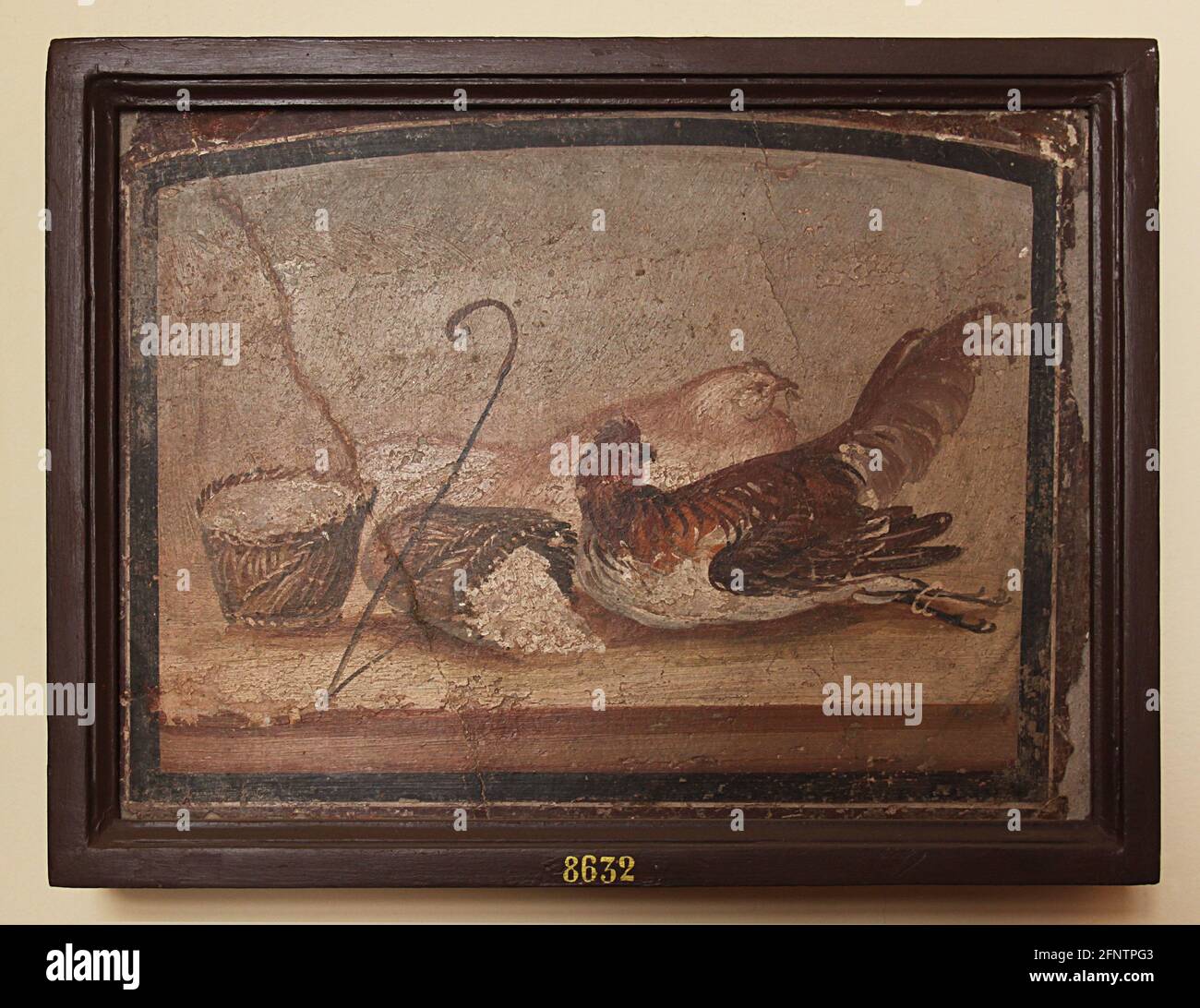 Un coq et une poule en plein air de Pompéi, aujourd'hui au musée archéologique de Naples Banque D'Images