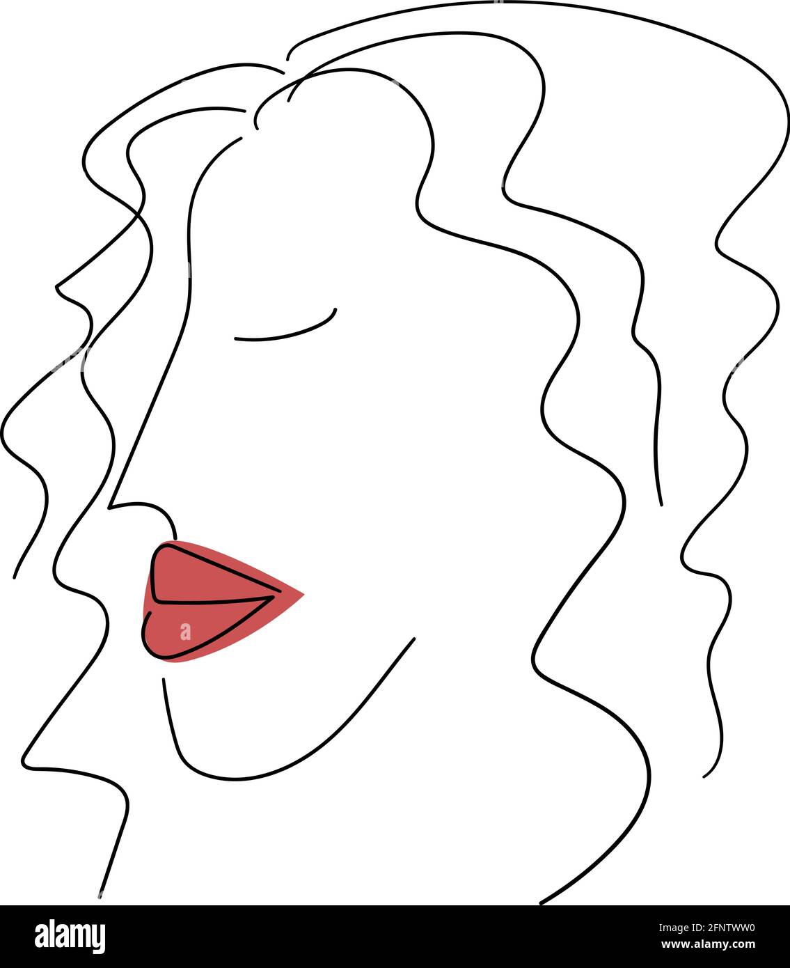 Art de ligne femme visage. Illustration vectorielle Illustration de Vecteur