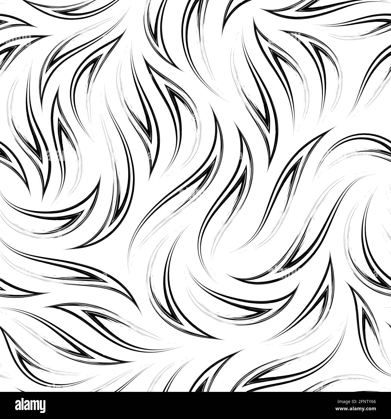 Motif vectoriel noir et blanc sans couture des coins arrondis. Texture abstraite de flammes stylisées isolées sur fond blanc. Illustration de Vecteur
