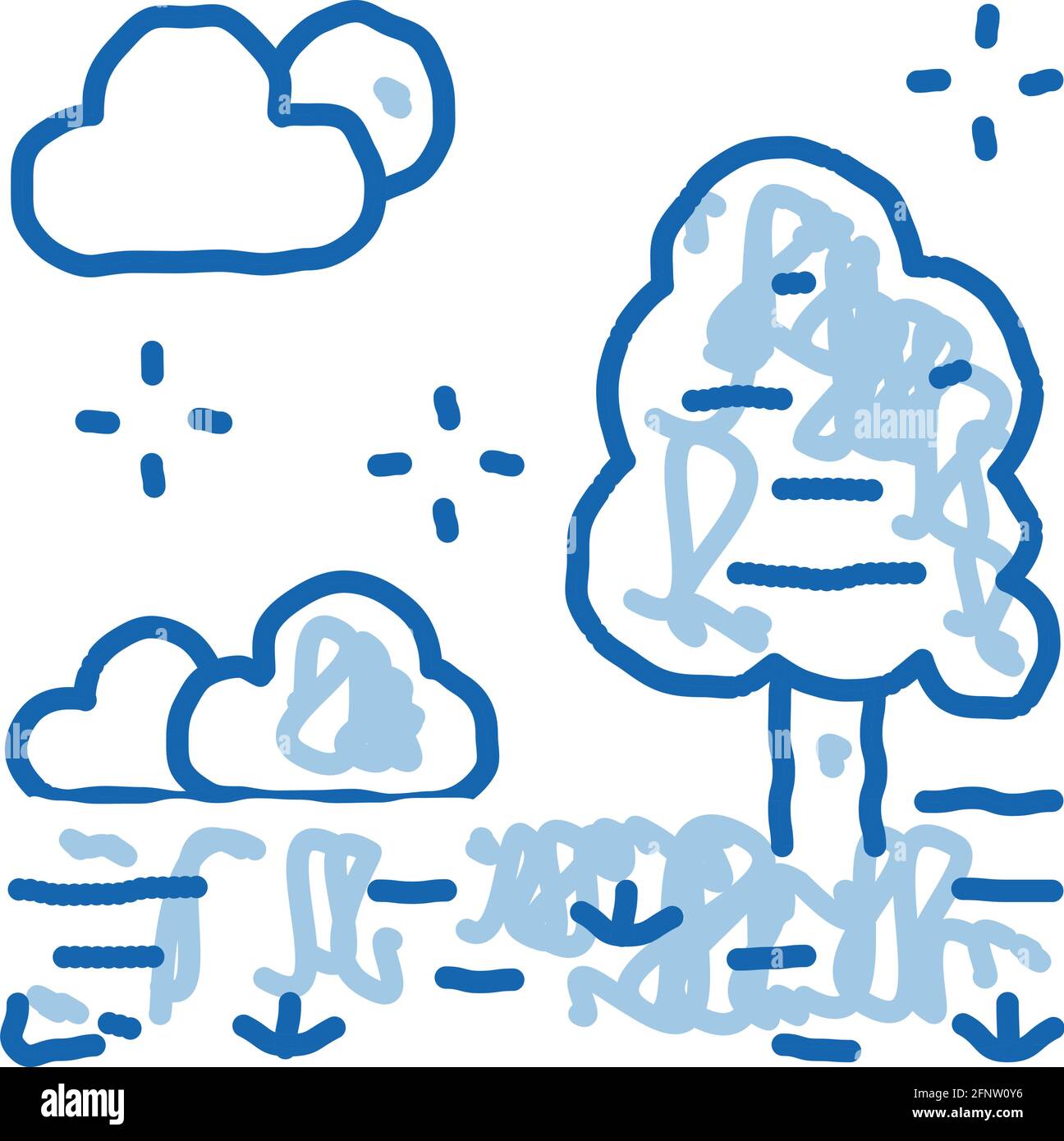 territoire d'une forêt bien entretenue, icône en forme de doodle, illustration dessinée à la main Illustration de Vecteur
