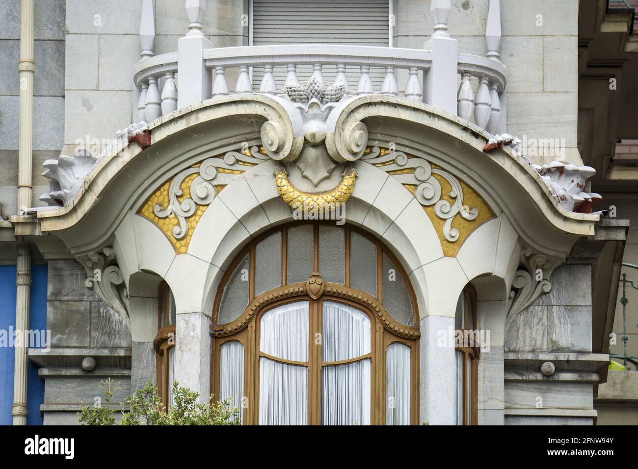 Détail d'une villa Belle époque à Montreux, Suisse Banque D'Images