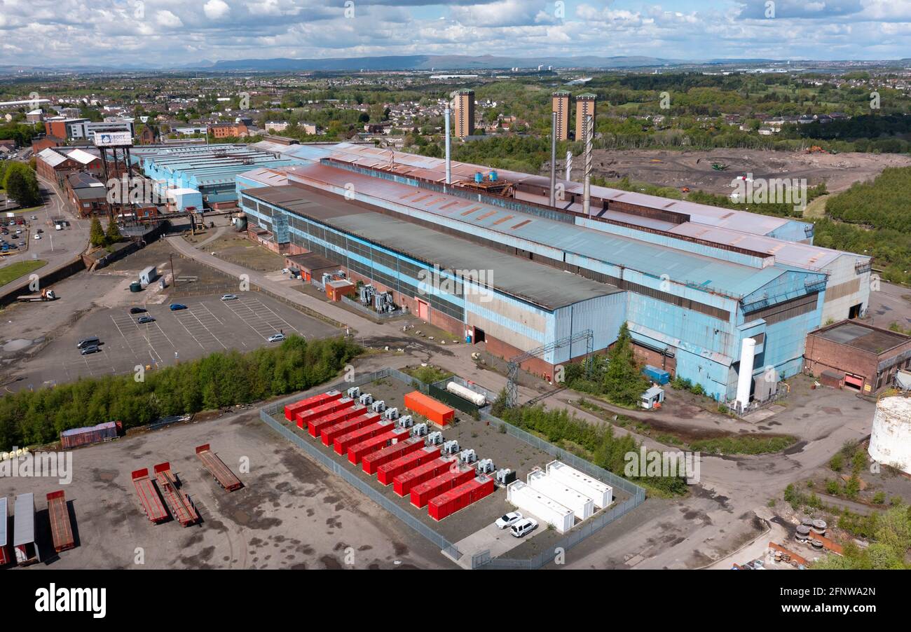 Motherwell, Écosse, Royaume-Uni. 19 mai 2021. Vue sur les aciéries Liberty Steel Dalzell à Motherwell. Le gouvernement écossais a confirmé qu'il n'avait pas exclu la possibilité de faire de l'usine un site public. Les aciéries appartiennent à la GFG Alliance et au propriétaire de Liberty Steel, Sanjeev Gupta. L'Alliance GFG souffre de problèmes financiers et fait l'objet d'une enquête par le Bureau des fraudes graves. Iain Masterton/Alay Live News Banque D'Images