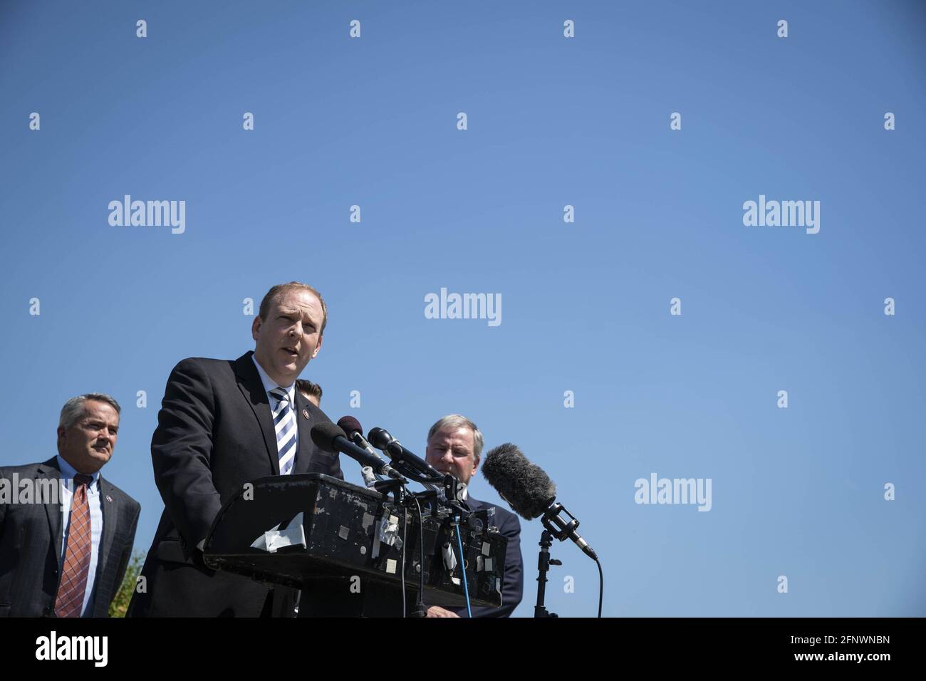 Washington, États-Unis. 19 mai 2021. Lee Zeldin (New York), co-président du caucus républicain de la Chambre des représentants d'Israël, s'exprime lors d'une conférence de presse sur le conflit en cours entre Israël et la Palestine à Washington, DC, le mercredi 19 mai 2021. Photo de Sarah Silbiger/UPI crédit: UPI/Alay Live News Banque D'Images