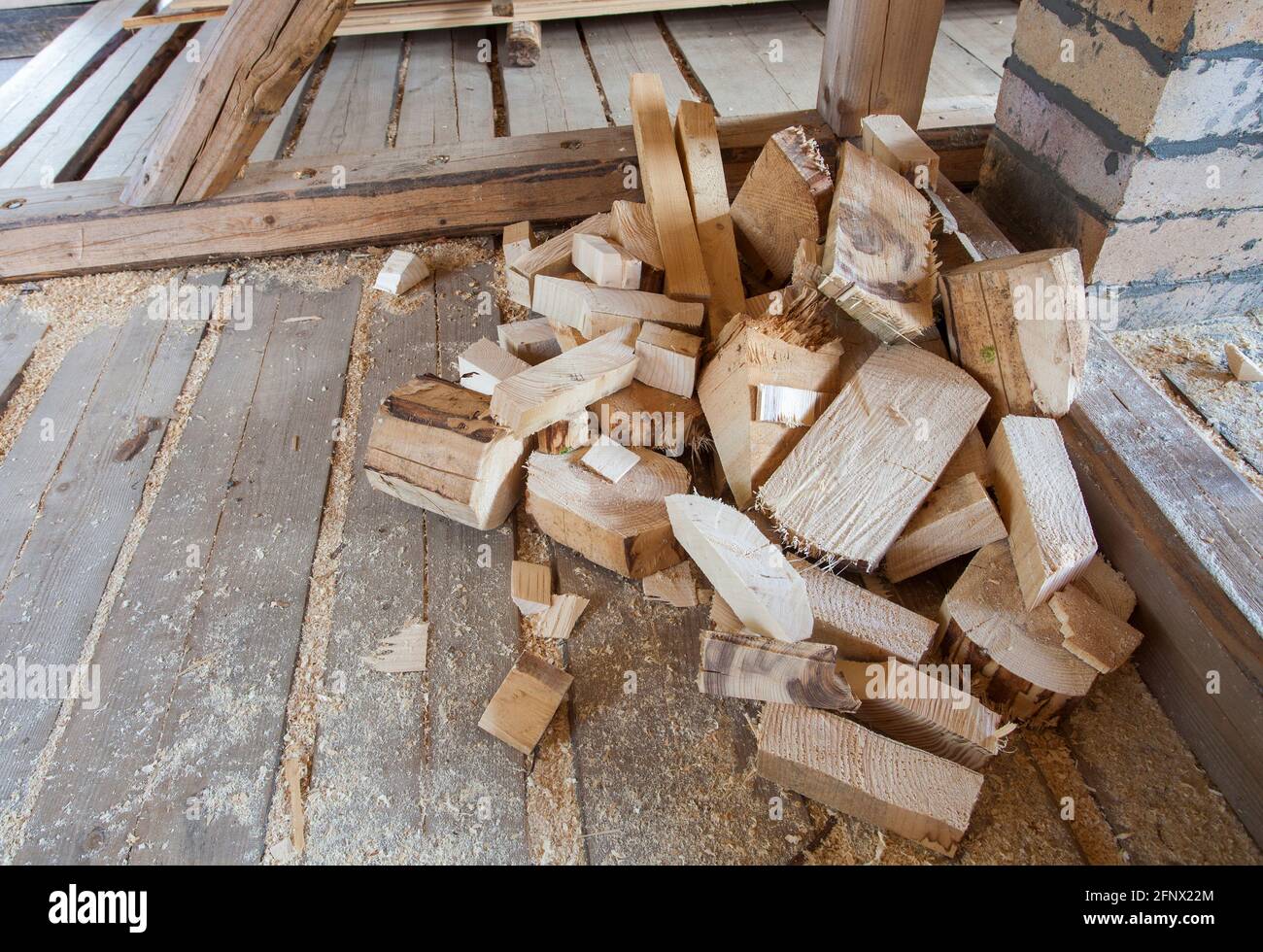 débris de bois pour la construction de maisons Banque D'Images