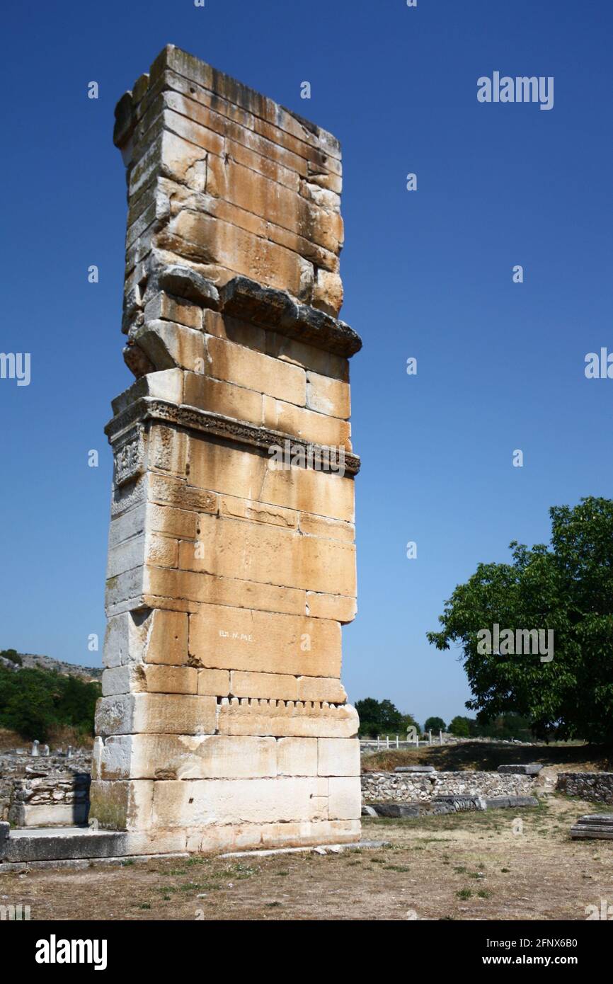 Ruines de l'ancienne ville de Philippi (aujourd'hui Philippoi ou Filippoi). Banque D'Images