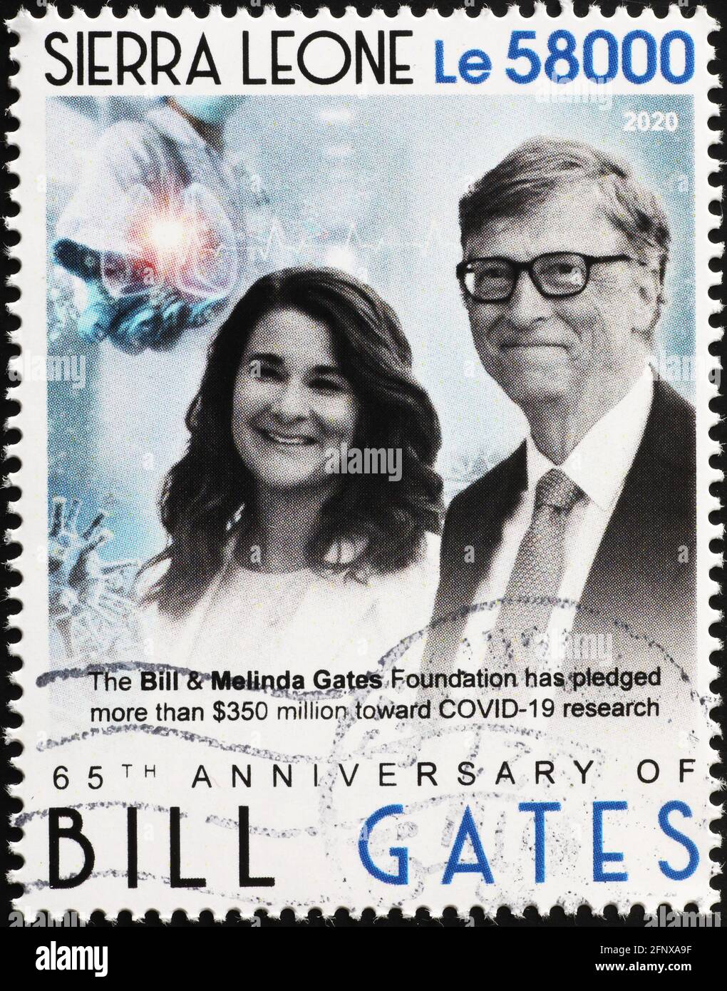 Bill Gates et sa femme sur timbre-poste Banque D'Images
