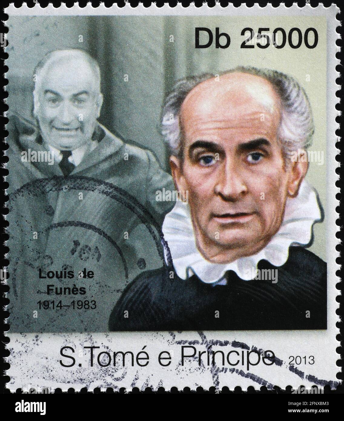 Caractères Louis de Funes sur timbre-poste Banque D'Images