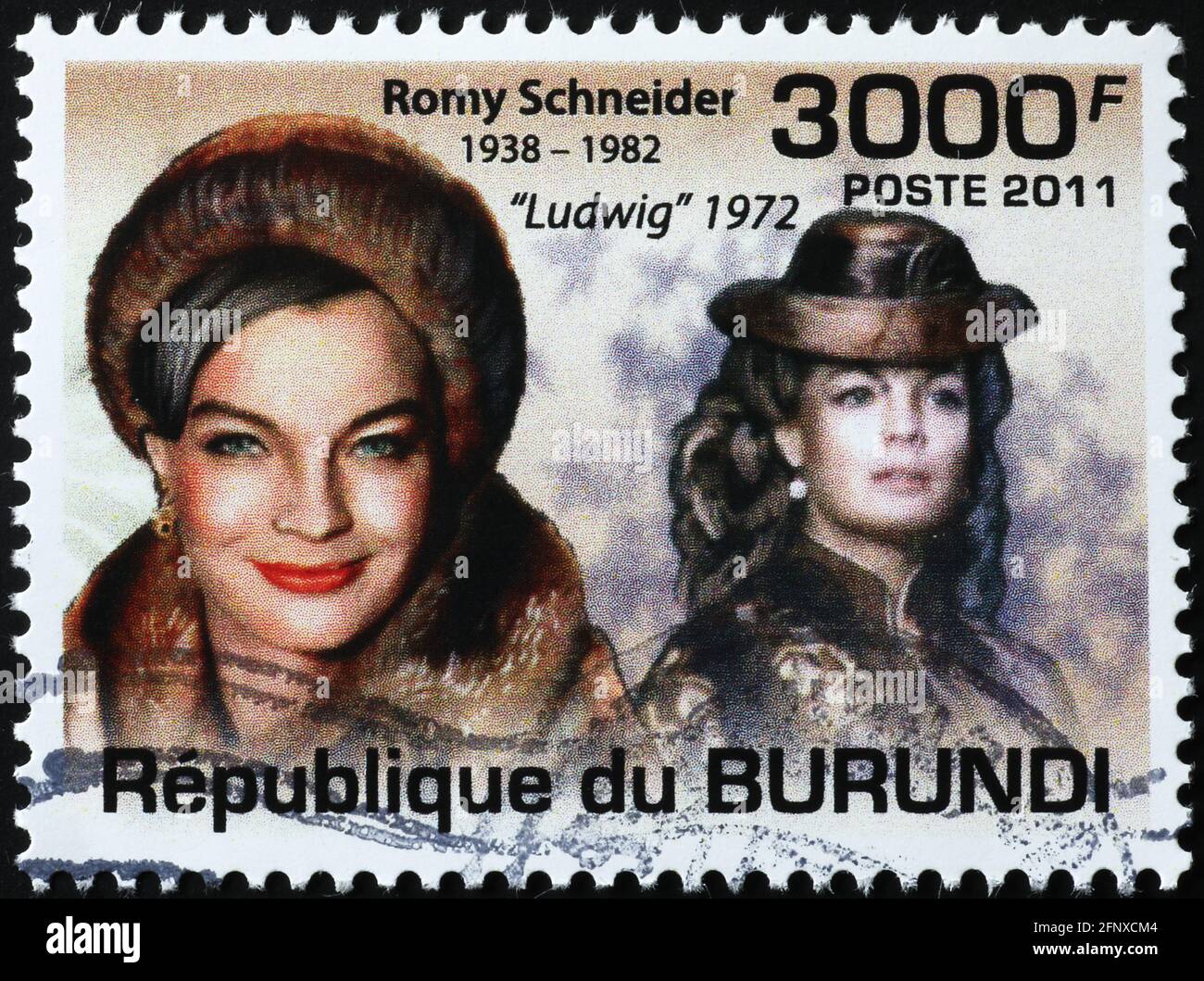 Portraits de Romy Schneider sur timbre-poste Banque D'Images