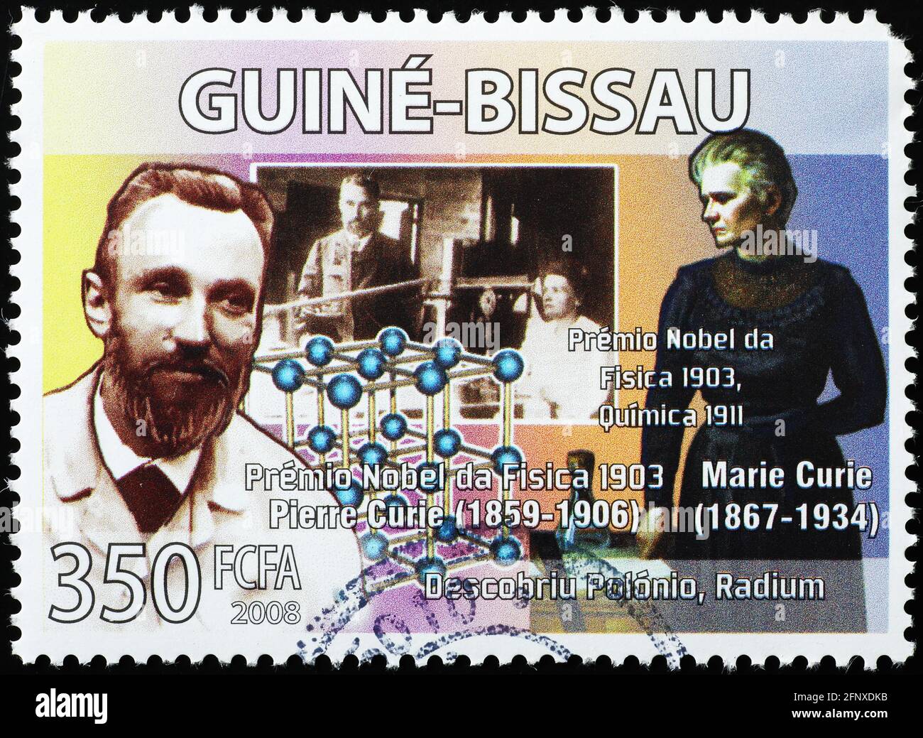 Pierre et Marie Curie sur le timbre-poste africain Banque D'Images