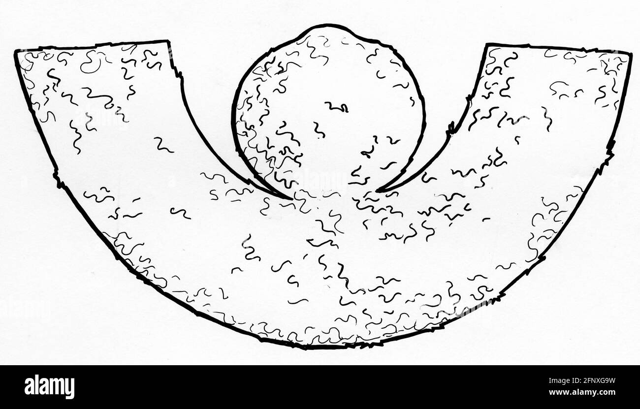 Un dessin d'un revêtement de mousse de sphagnum prêt à être plié pour une utilisation dans un panier suspendu Banque D'Images