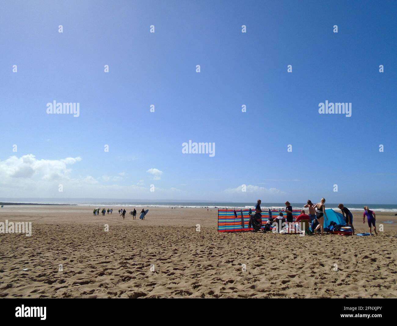 Vacanciers Woolacombe Beach Devon Banque D'Images