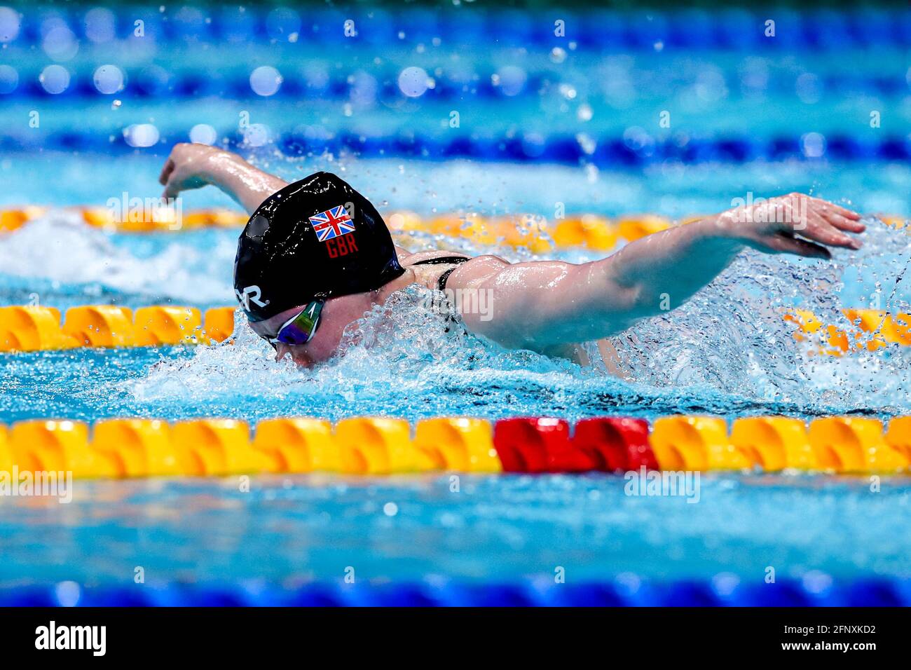 BUDAPEST, HONGRIE - MAI 19: Laura Kathleen Stephens de Grande-Bretagne en compétition aux femmes 200m demi-finale de papillon pendant les Championnats européens de l'AQUA de LEN natation à Duna Arena le 19 mai 2021 à Budapest, Hongrie (photo de Marcel ter Bals/Orange Pictures) crédit: Orange pics BV/Alamy Live News Banque D'Images