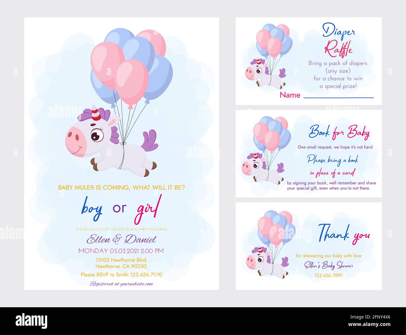 Baby Douche Imprimable Partie Carte D Invitation Modele Bebe Garcon Ou Fille Avec Deflecteur De Couches Livre Pour Bebe Et Carte De Remerciement Ensemble D Invitation Avec M Mignon Image Vectorielle Stock Alamy