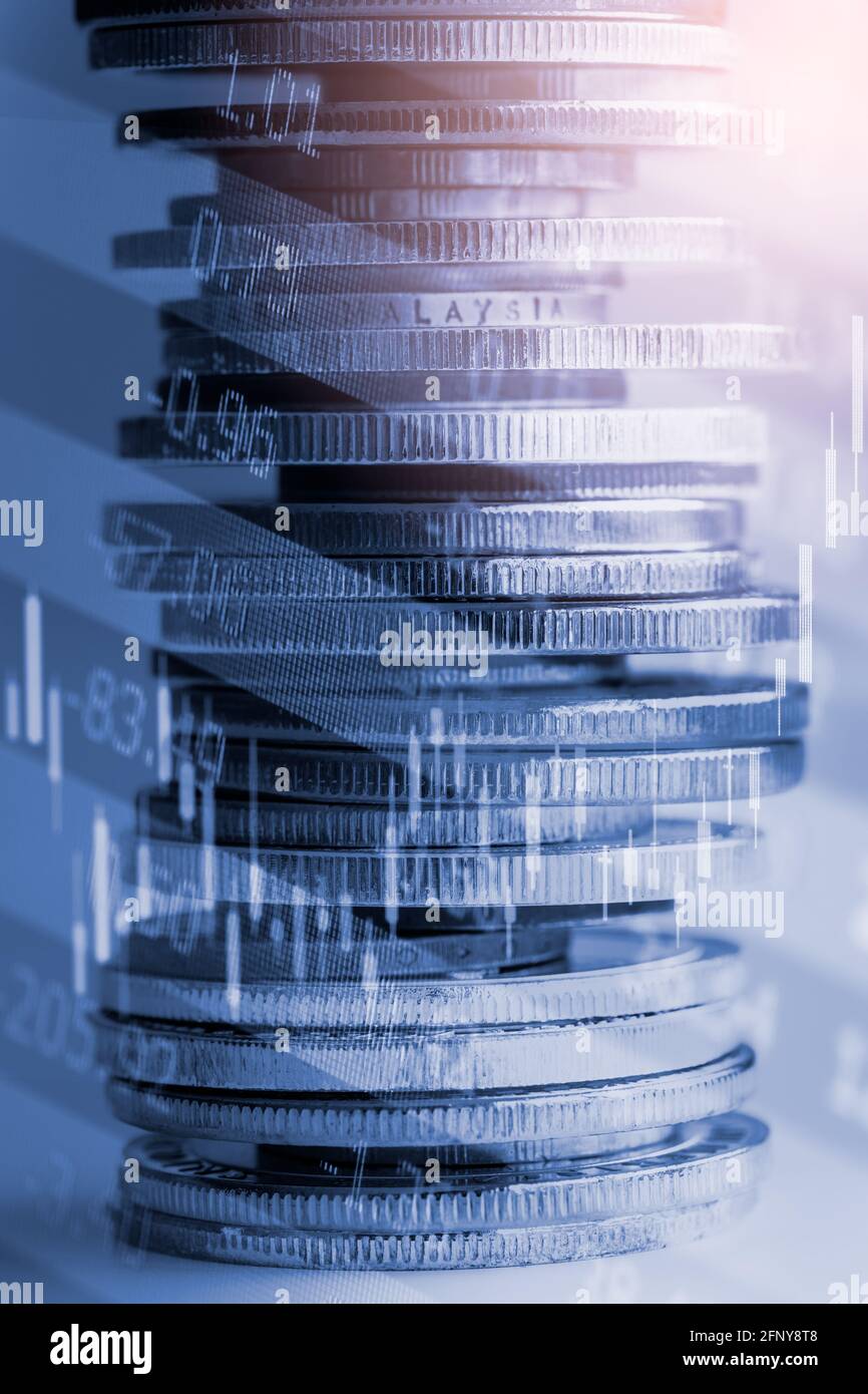 Bourse ou le commerce de forex graphique graphique chandelier et convient pour concept d'investissement financier. Les tendances de l'économie de l'arrière-plan et une idée d'entreprise Banque D'Images