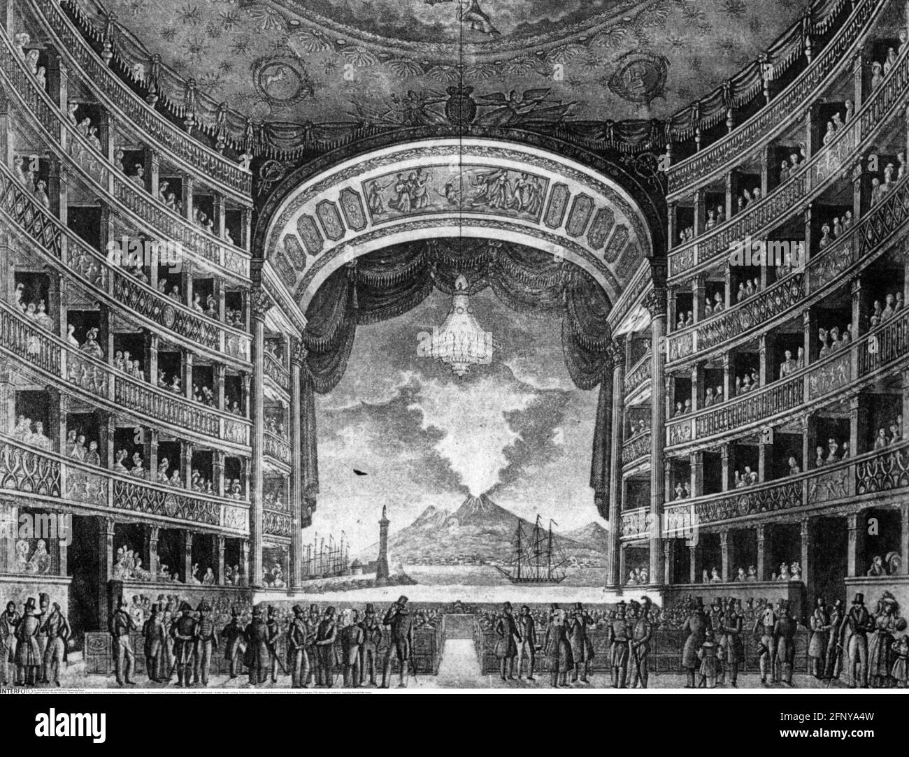 théâtre / théâtre, bâtiment, Teatro San Carlo, Naples, construit par Giovanni Antonio Medrano, DROITS-SUPPLÉMENTAIRES-AUTORISATION-INFO-NON-DISPONIBLE Banque D'Images