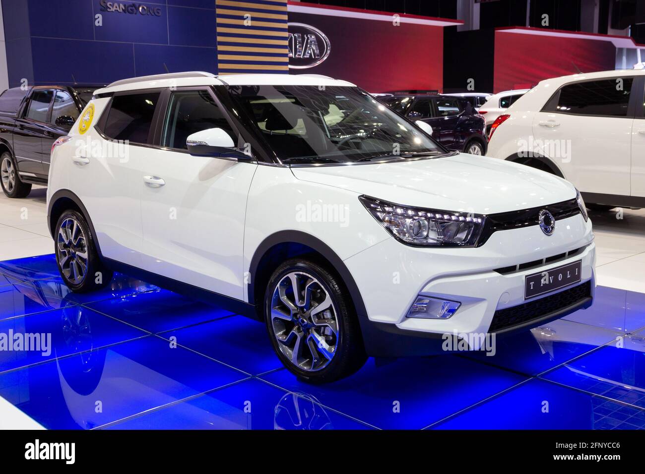 Ssangyong véhicule utilitaire sport multisegment sous-compact Tivoli au salon automobile Autosalon de Bruxelles Expo. Belgique - 12 janvier 2016 Banque D'Images