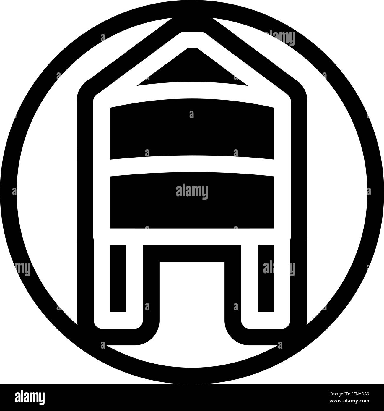 Icône de tour d'eau plate de couleur noire et contour sur un arrière-plan de cercle de ligne. Illustration de Vecteur