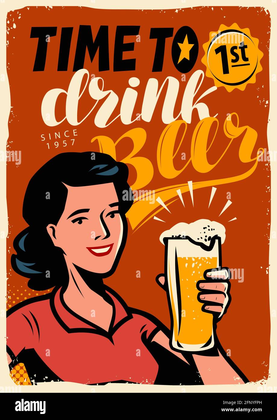 Affiche de bière rétro. Affiche vintage publicité ALE. Illustration du vecteur de concept pub Illustration de Vecteur