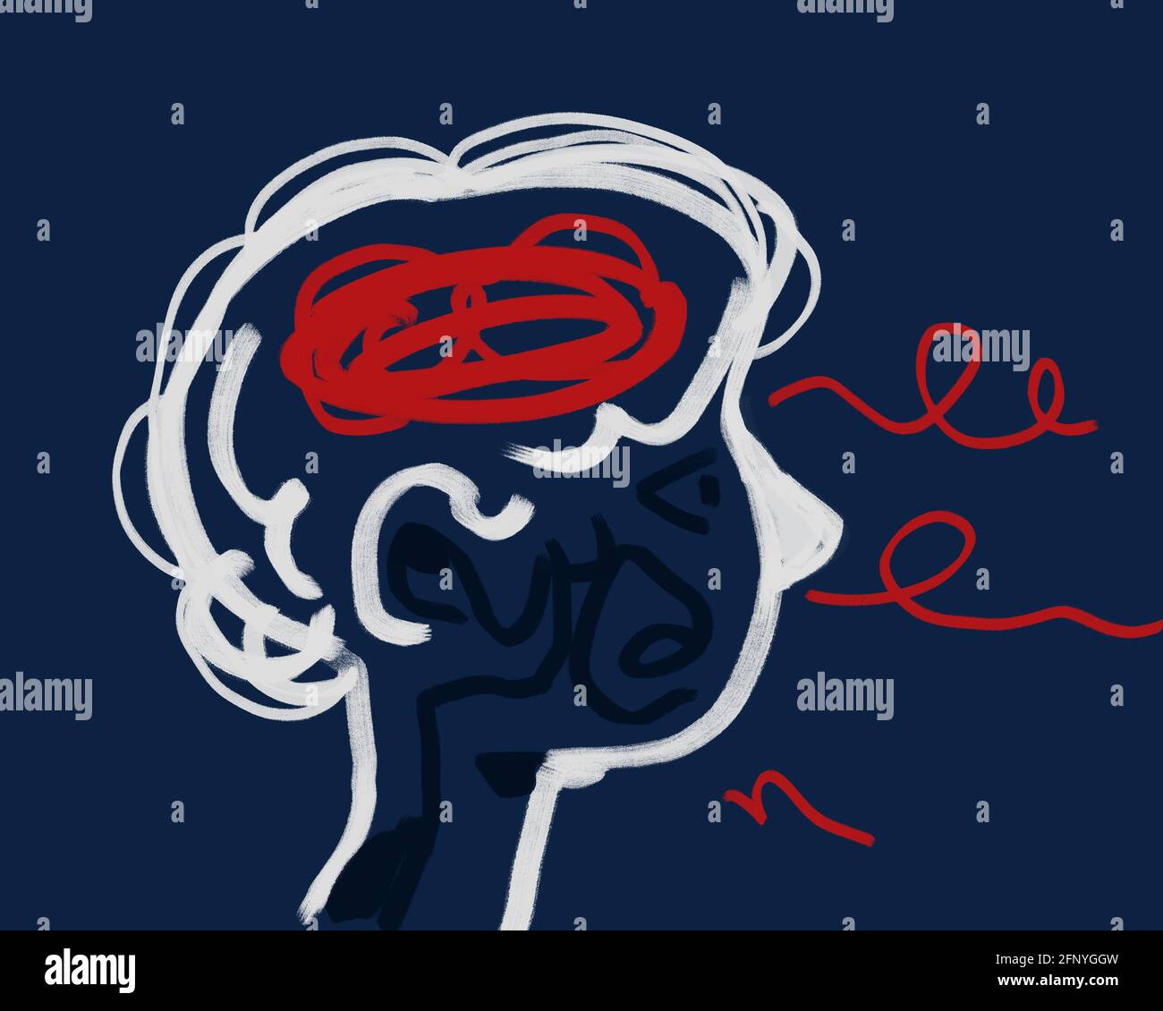 Portrait de peinture moderne anatomie humaine cerveau intérieur. Dessin de concept humain peinture. Art moderne et expressinisme, et étranger concept peinture d'art f Banque D'Images
