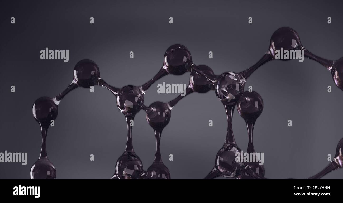 Trois structures moléculaires sur fond noir, chimie, biologie, concepts de sciences médicales Banque D'Images