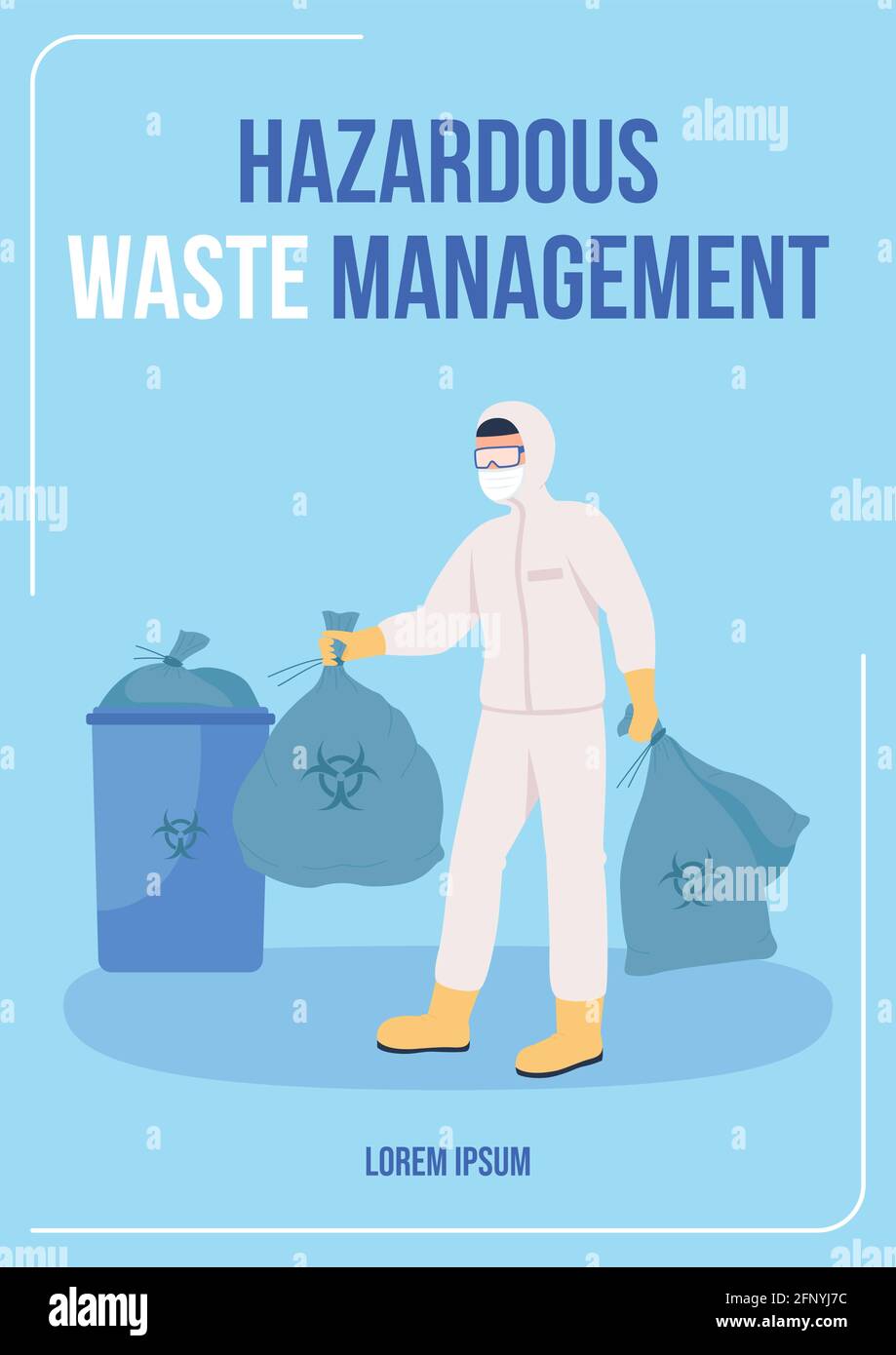 Modèle de vecteur plat d'affiche de gestion des déchets dangereux Illustration de Vecteur