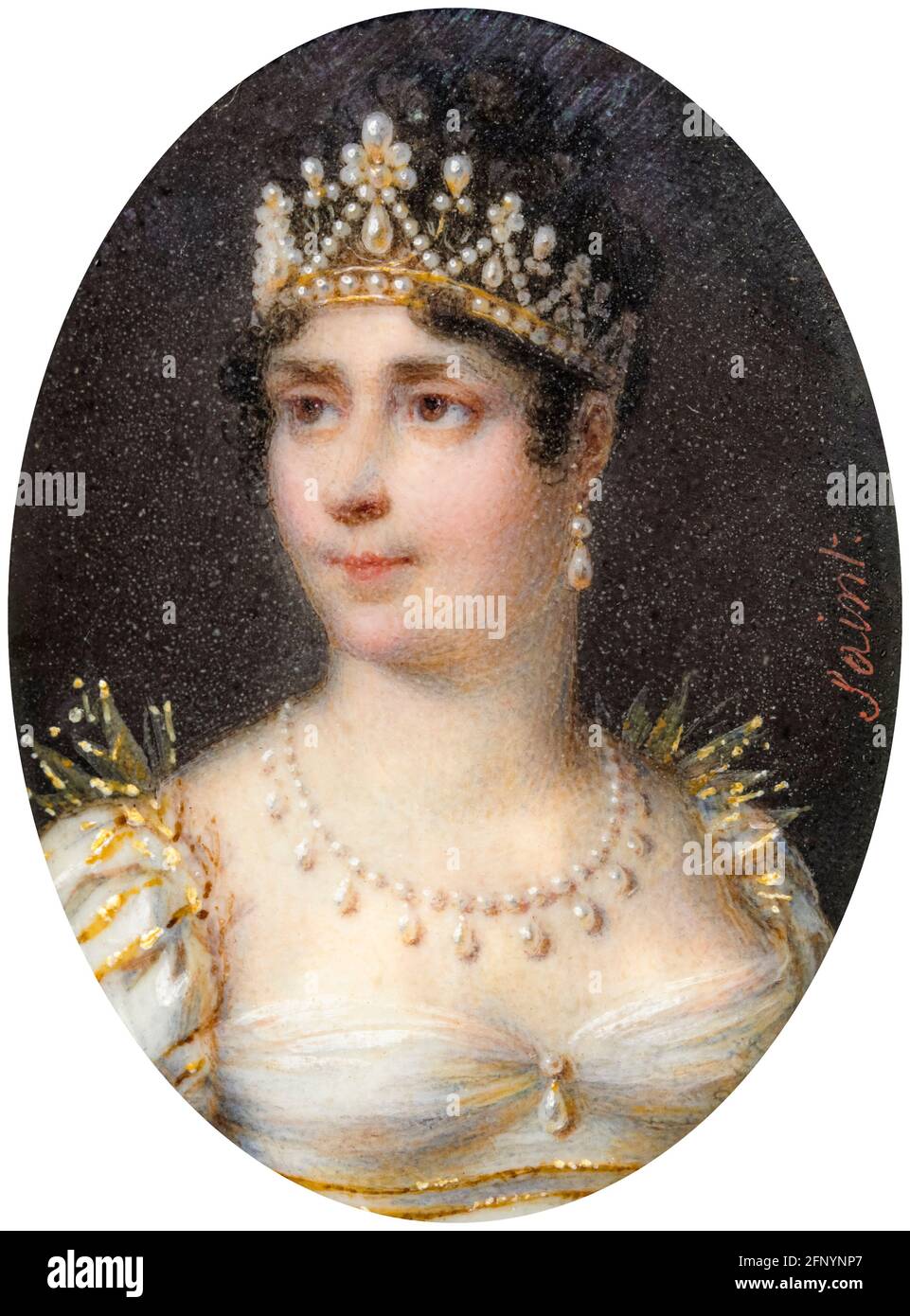 Impératrice Joséphine (Joséphine de Beauharnais) (1763-1814), première femme de Napoléon Bonaparte, portrait miniature de Daniel Saint, vers 1806 Banque D'Images