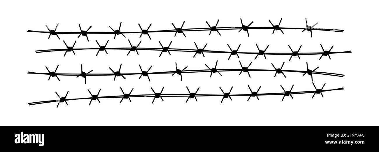 Éléments de fil barbelés. Protéger le concept de clôture. Illustration vectorielle isolée sur blanc Illustration de Vecteur