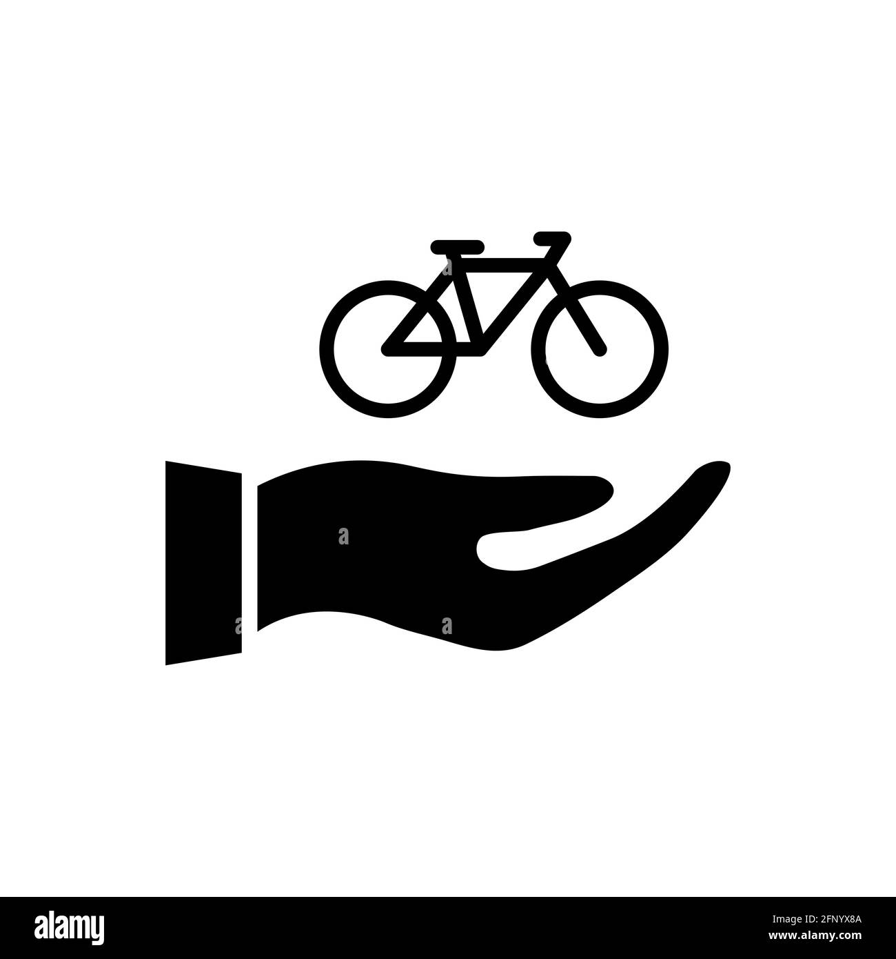Vélo de protection des mains. Vélo mains noires. Concept de silhouette de vélo cadeau. Vecteur isolé sur blanc Illustration de Vecteur