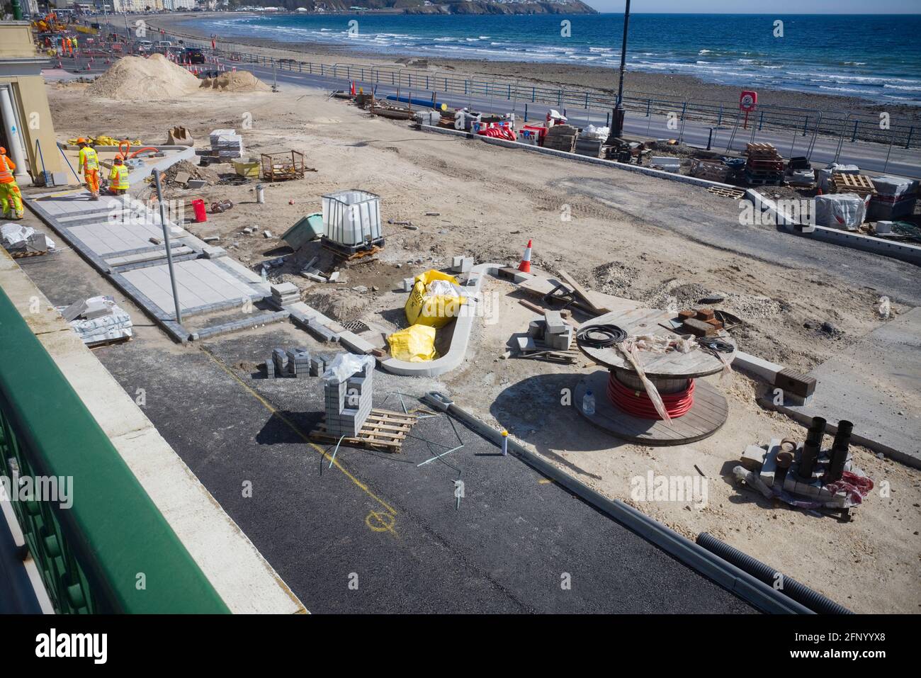 Vue sur la promenade roadworks à Douglas, île de Man Banque D'Images