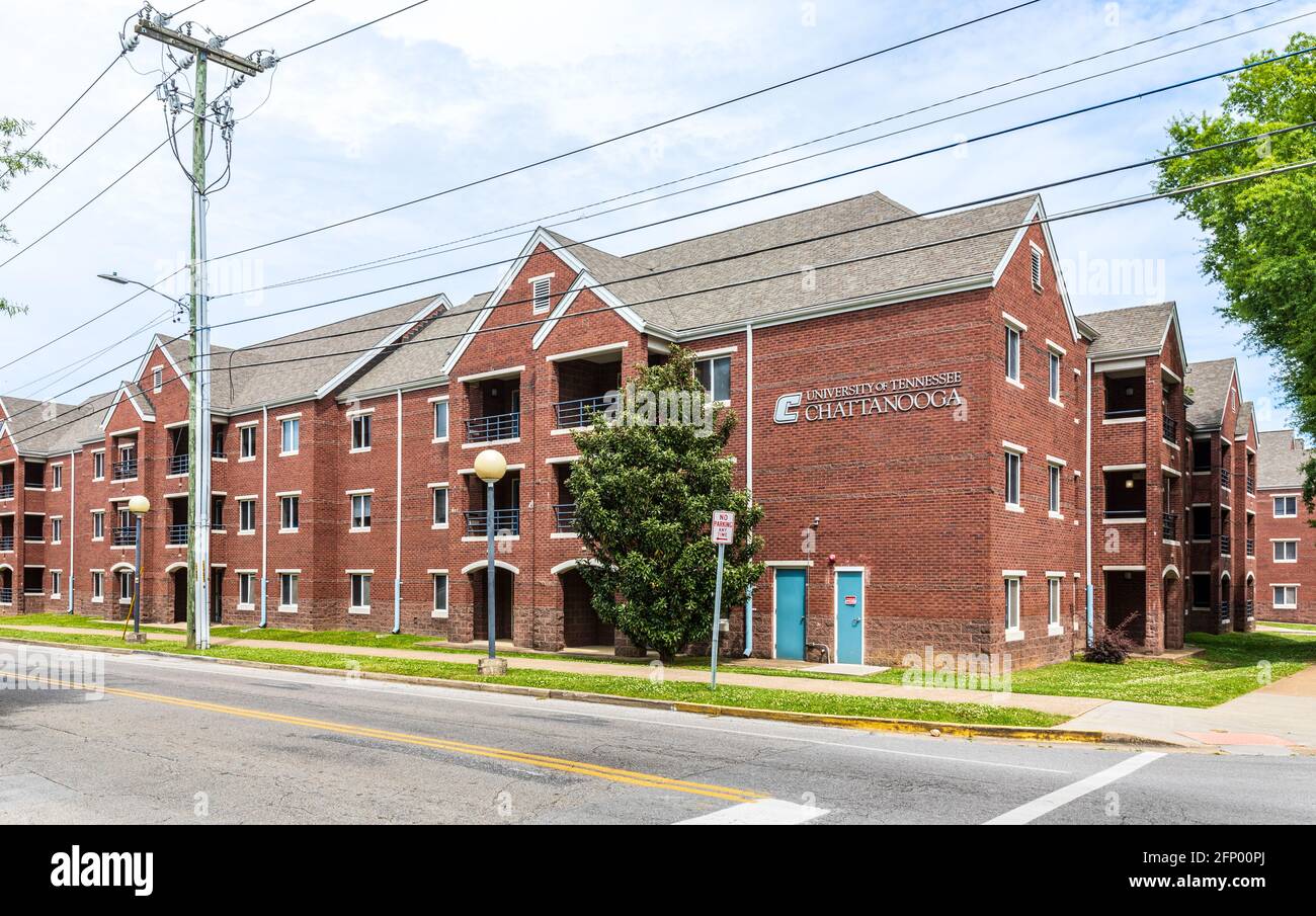 CHATTANOOGA, TN, USA-8 MAI 2021: Johnson Obrear Apartments, maison d'étudiant pour l'Université du Tennessee à Chattanooga. Oak Street. Banque D'Images