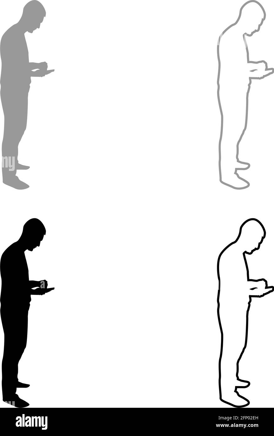 Homme tenant un smartphone jouant une tablette Homme utilisant un outil de communication Idée regardant l'addiction de téléphone concept dépendance des technologies modernes Illustration de Vecteur