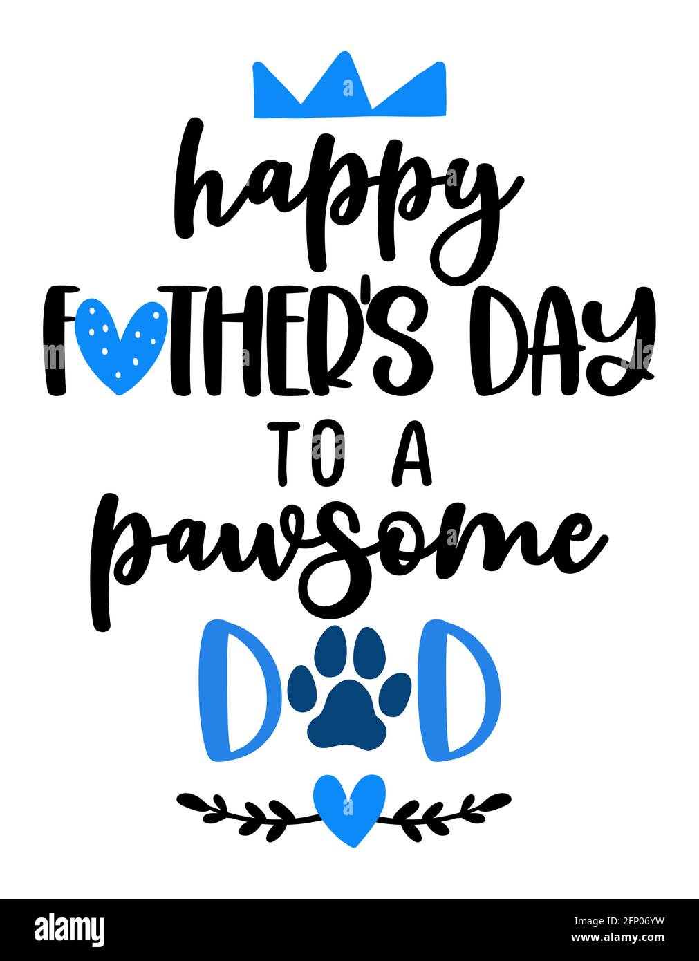 Happy Father's Day à un pawsome (génial) papa - drôle de citation design.  Drôle de vecteur d'animal de compagnie disant avec la patte de chiot, le  coeur et l'os. Bon cadeau pour