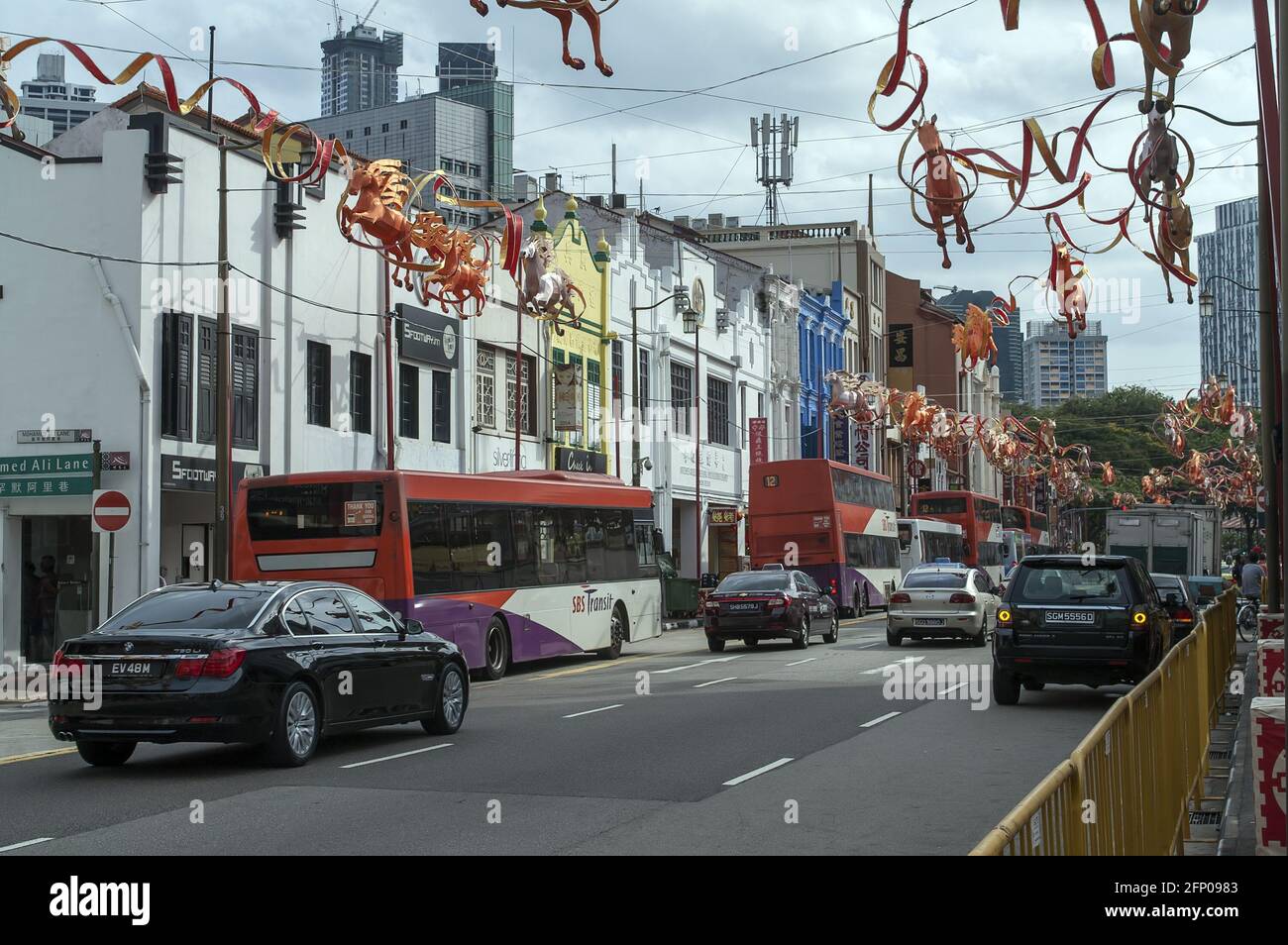 Singapour, Singapour, Asie, Asie, Asie; quartier chinois - trafic; Chinesisches Viertel - der Verkehr; Barrio chino - Tráfico; Dzielnica chińska, ulica Banque D'Images