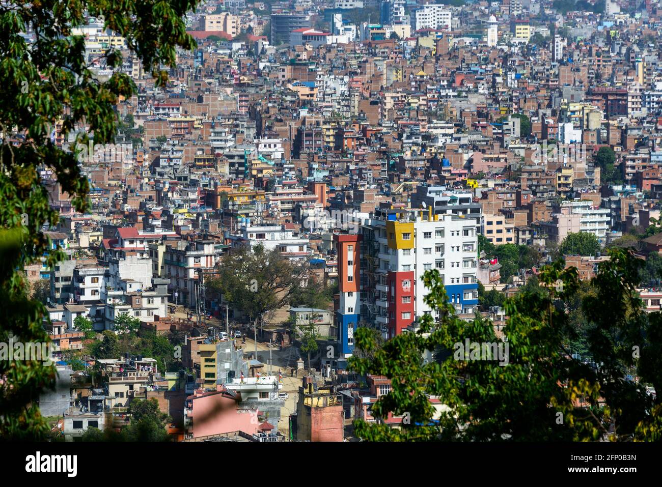 Vue sur la ville de Katmandou, Népal Swayambhunath Banque D'Images
