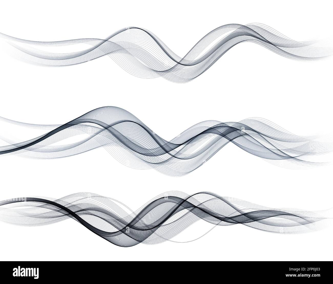 Lignes d'ondes vectorielles abstraites de flux isolées sur fond blanc. Élément de conception pour la technologie, la science, le concept moderne. Illustration de Vecteur