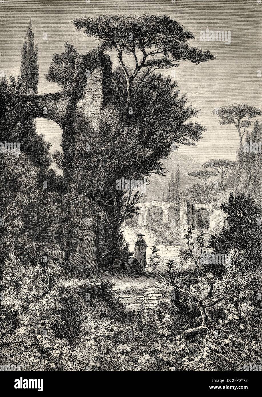 Les ruines de la Villa Hadrien, Tivoli, ville métropolitaine de Rome, Lazio, Italie Banque D'Images